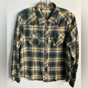 Natural Reflections women’s western pearl snap shirt L